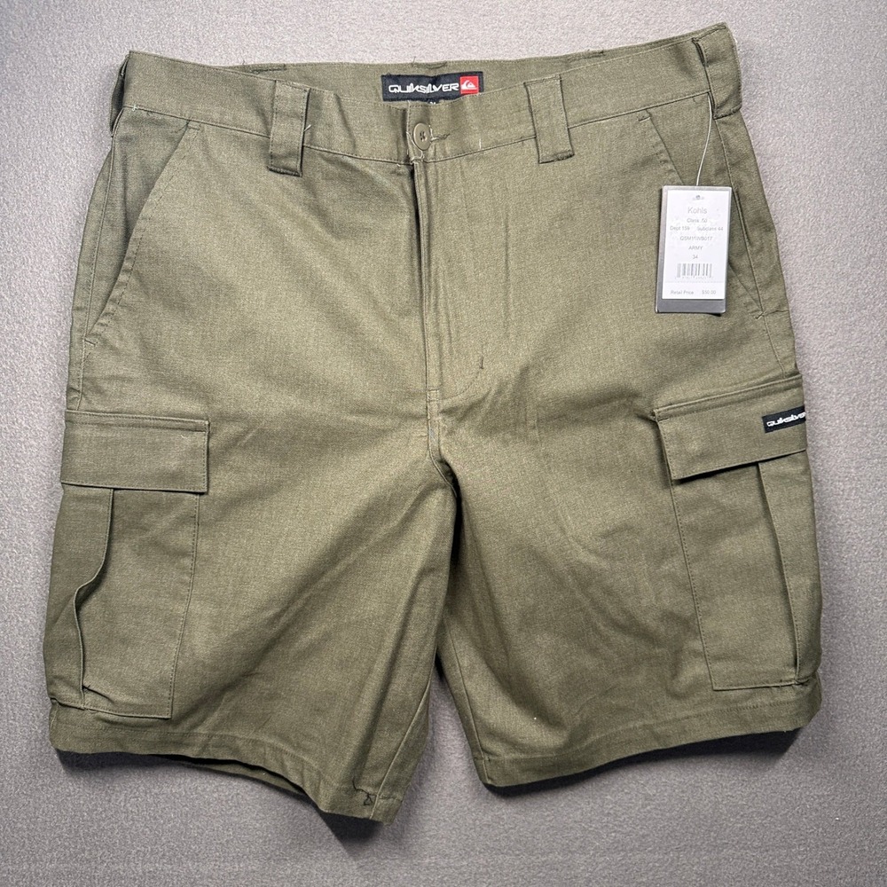 Quiksilver Cargo Shorts Mens 34 Army Green 6-Pocket Utility QSM15WB017